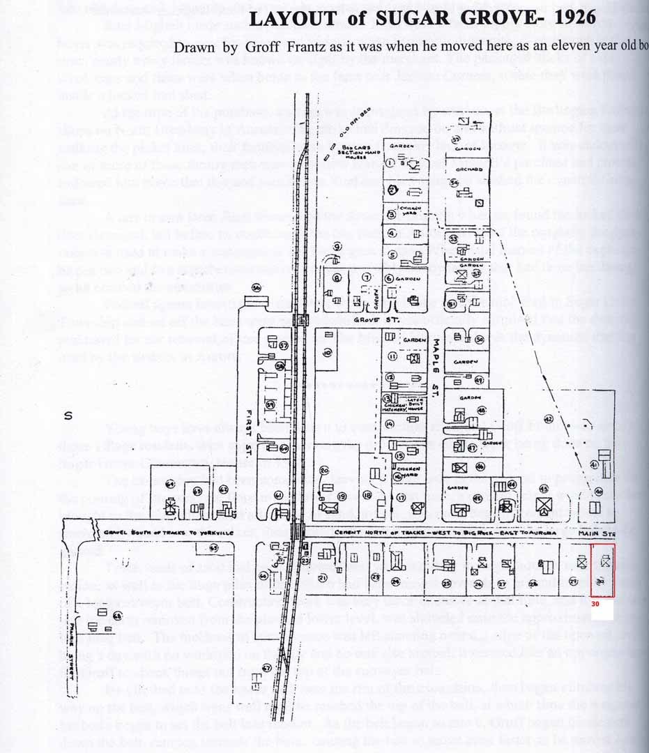 Map, 1926, the Village of Sugar Grove, Kane County, Illinois, drawn by Groff Frantz - Reduced.jpg