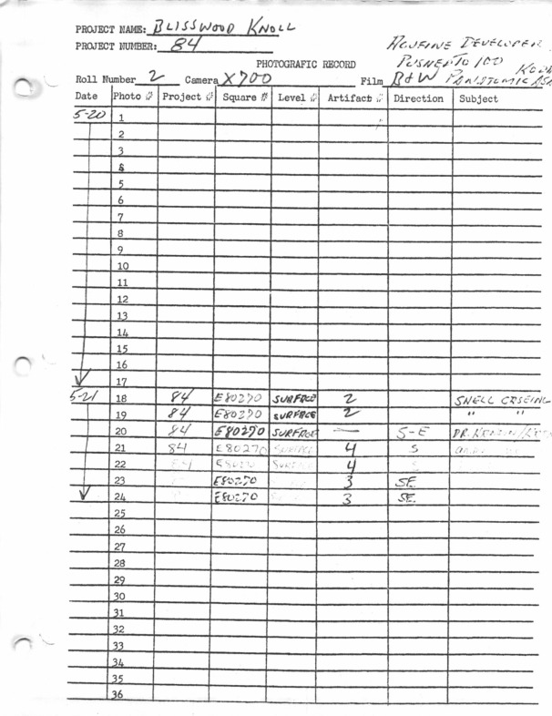 Blisswood Knoll Site Log, Roll 2, May 1984.pdf