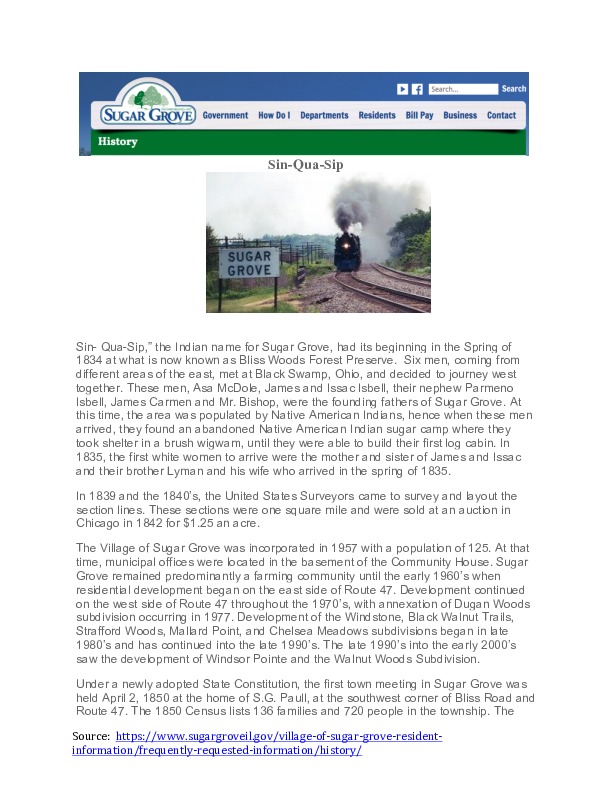 Sugar Grove History - Village of SG Website.pdf