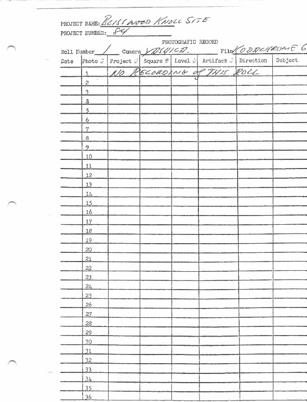 Blisswood Knoll Site Log, Rolls 1-7, May and June 1984.pdf