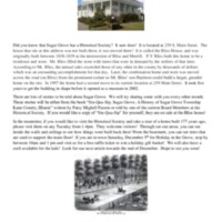 Sugar Grove Historical Society:  About