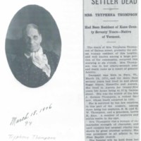 Tryphena Thompson (1812-1906):  Obituary.  Oldest Woman Settler in Sugar Grove.