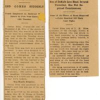 Carter Avery Bliss (1896 - 1913):  News Article about Death due to Accident