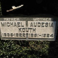 Michael Kouth (1835 - 1922) and Audesia Kouth (1851 - 1924):  Headstone